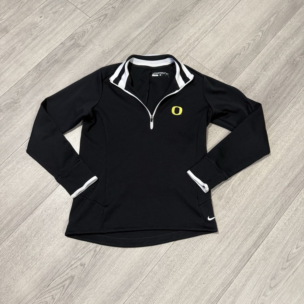 Nike Golf Womens Oregon Ducks 1/4 Zip Pullover M Black Dri-fit NCAA Embroidered
